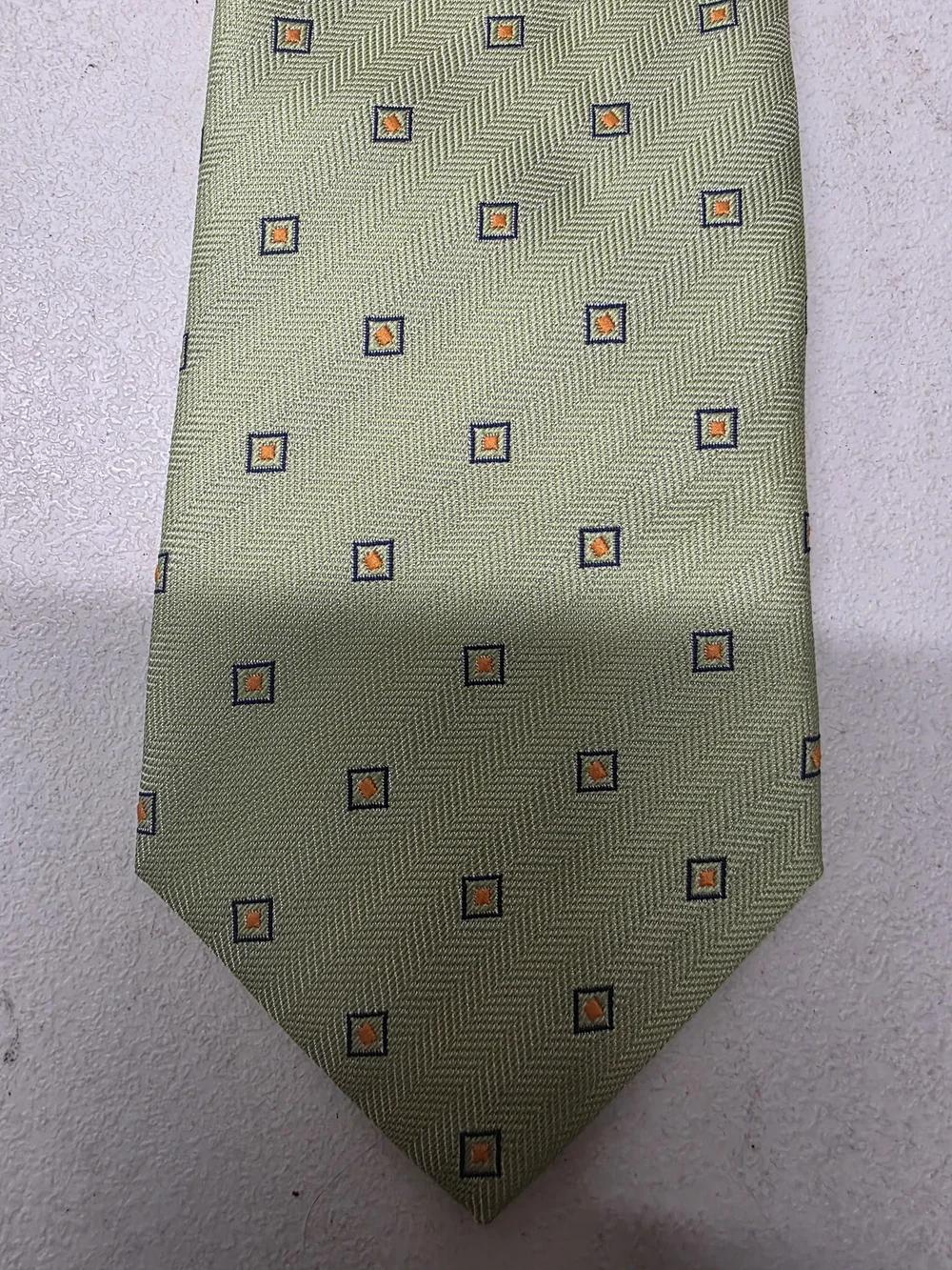 Arturo Calle Men's Green Geometric Necktie Italian Fabric New With Tags
